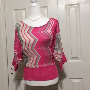 Pink White Striped Sweater